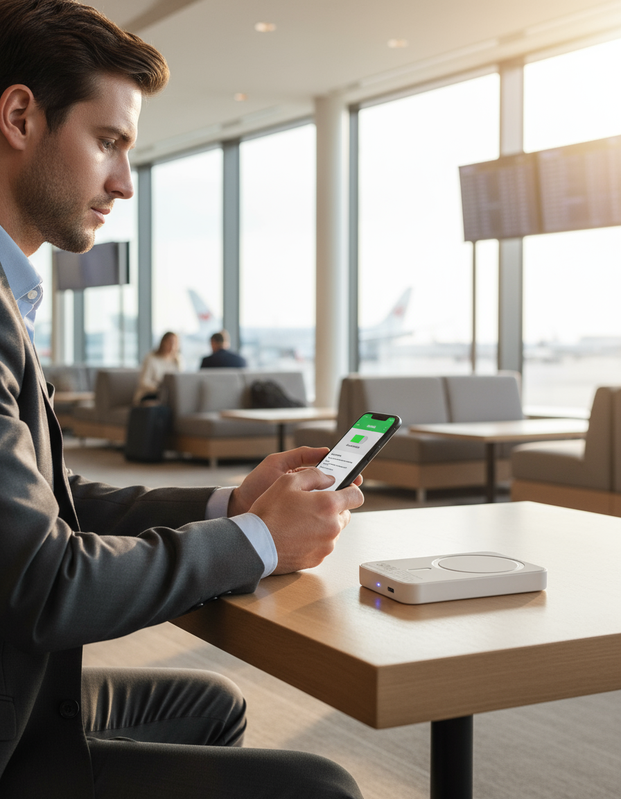 Businessman with wireless charger