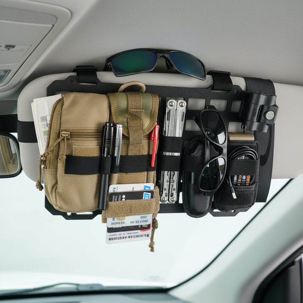 Tactical Sun Visor Organizer with Items