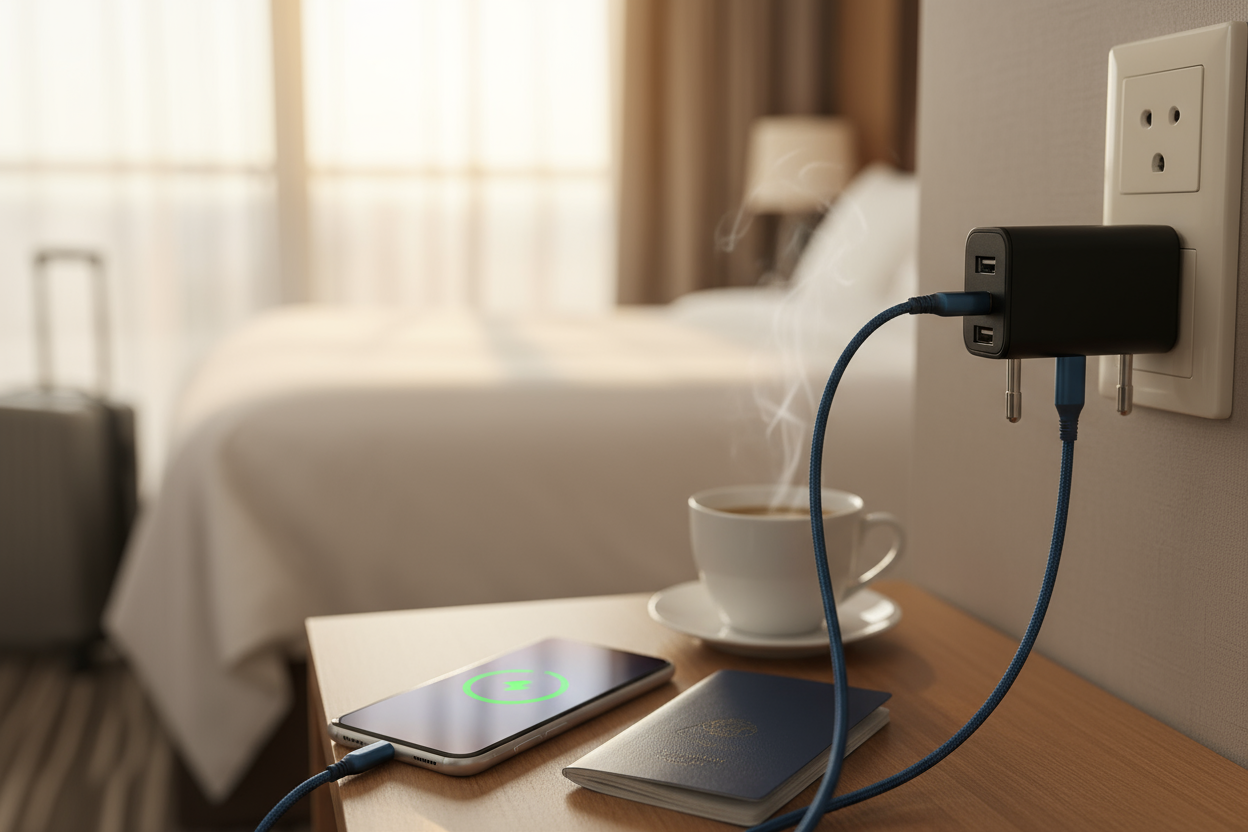 Universal Travel Adapter in Use